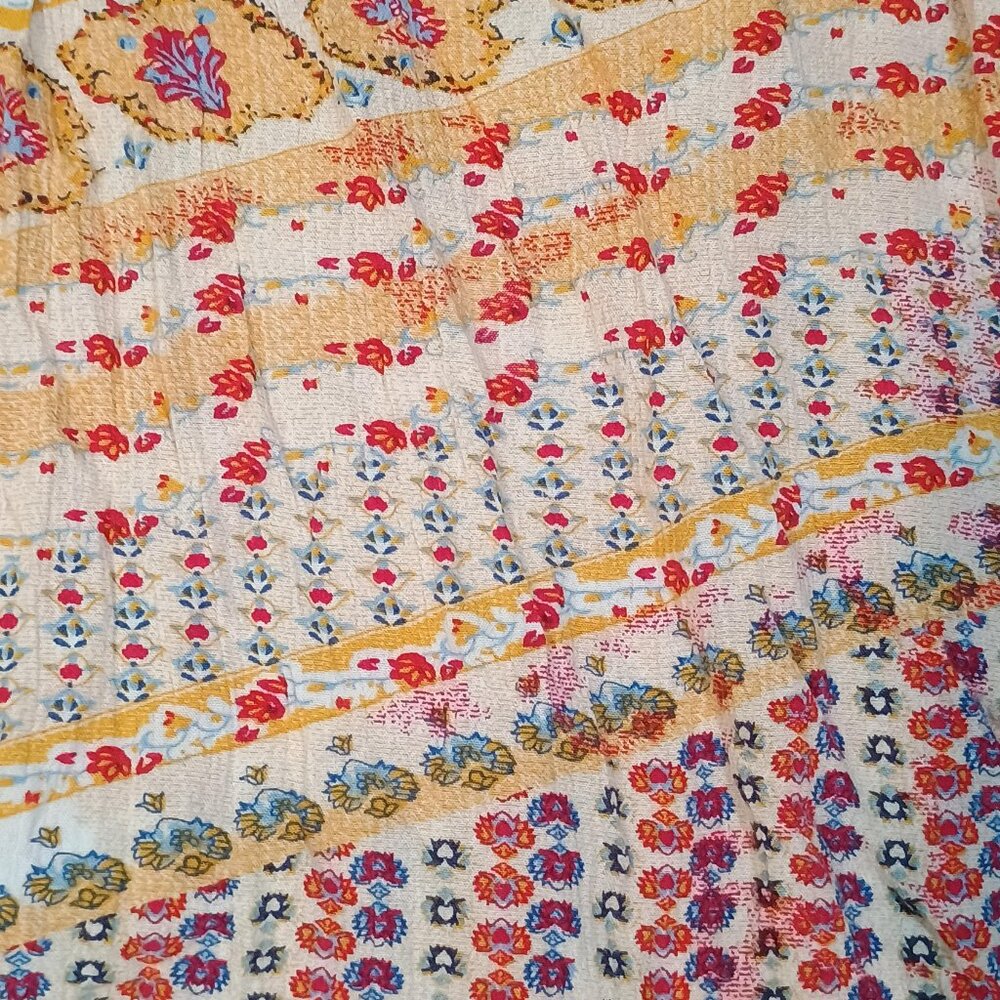 Nine West Jeans Blouse Womens XL Red Pink Yellow Floral Boho Lucy India Tunic To - Picture 5 of 11